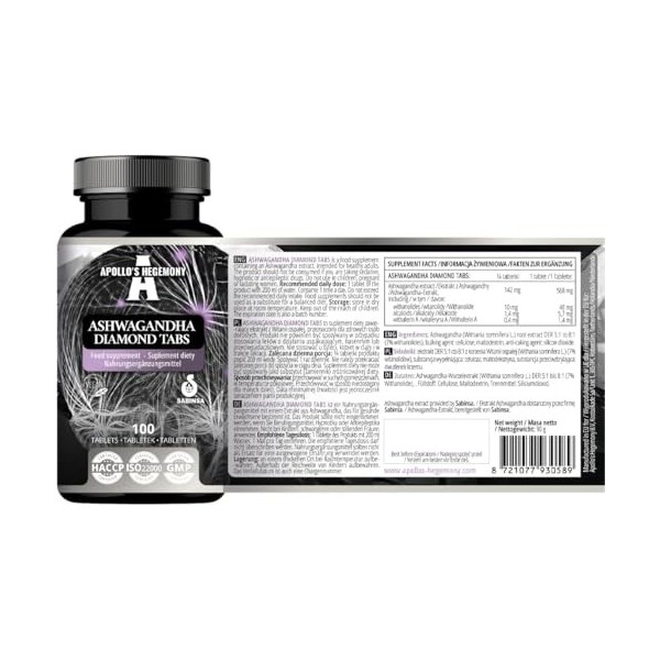 Extrait dAshwagandha 568 mg par comprimé, 100 comprimés végétaliens, 400 portions par emballage, lextrait de Withania somni