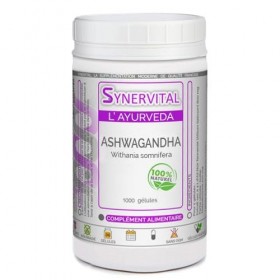 Ashwagandha Synervital 1000 gélules dosées à 300 mg - Complément alimentaire - Stress, fatigue, insomnie, amélioration des pe