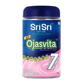 Sri Sri Tattva Ojasvita Fraise – Mélange à boisson pour un esprit vif et un corps sain – 1 kg Ashwagandha