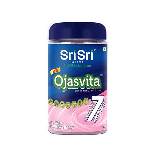 Sri Sri Tattva Ojasvita Fraise – Mélange à boisson pour un esprit vif et un corps sain – 1 kg Ashwagandha