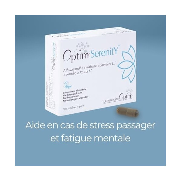 OPTIM Serenity Pack 3 x 30 gélules Ashwagandha & Rhodiola – Complément ashwagandha anti stress naturel, sérénité & équilibre 