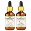 Greenwood Essential Pure Ashwagandha Oil Withania somnifera with Glass Dropper Pack of Two 100ml X 2 6.76 oz Ashwagandha