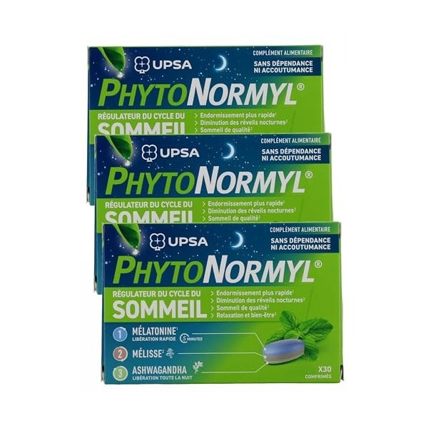 UPSA PhytoNormyl Régulateur du Cycle du Sommeil - 3 boites de 30 comprimés
