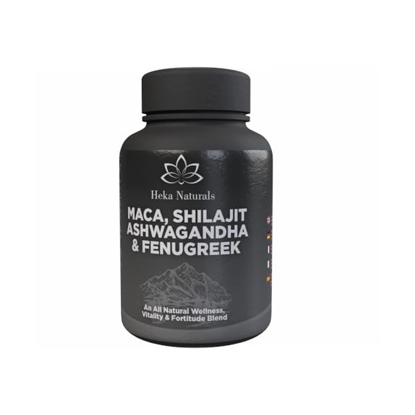 Heka Naturals Complexe Vitalité Masculine | 90 Gélules avec Ashwagandha, Maca, Fenugrec & Shilajit, Extraits Végétaux traditi