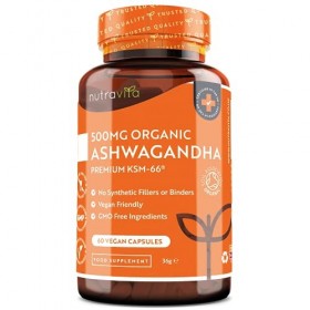 Nutravita Ashwagandha Bio KSM-66® 500 mg – 60 gélules véganes – Extrait de racine à spectre complet - haute qualité – Withano