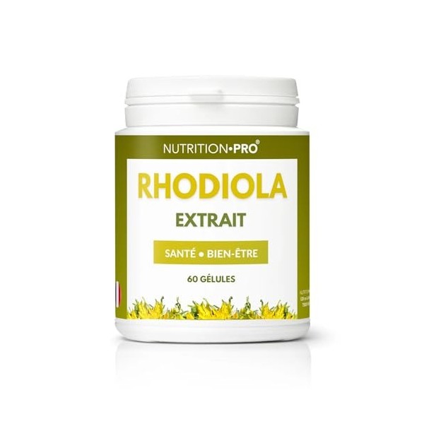 Rhodiola Rosea – 60 Gélules Végétales • Extrait Concentré 1% Salidrosides • Anti-Stress & Anti-Fatigue • Clarté Mentale, Mémo