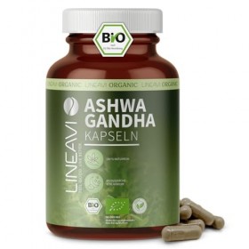 LINEAVI Ashwagandha 150 gélules bio, poudre dashwagandha finement moulue de qualité bio, issue de la doctrine ayurvédique in