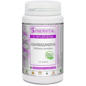 Ashwagandha Synervital 120 gélules dosées à 300 mg - Complément alimentaire - Stress, fatigue, insomnie, amélioration des per