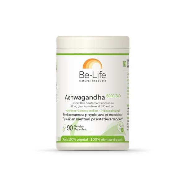 BE-LIFE | Ashwagandha 5000 BIO | Complément alimentaire certifié bio | Résistance au stress, favorise la détente, fortifie l’...