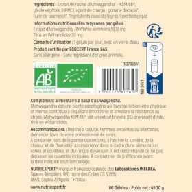 ASHWAGANDHA BIO KSM-66® 5% de Withanolides