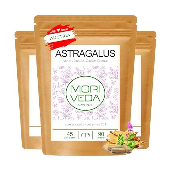 Astragalus en capsule-1600mg de poudre de racine avec 112mg de polysaccharides-paquet mensuel-système immunitaire anti-âge sy