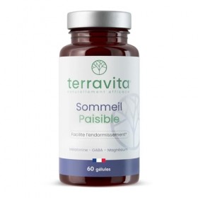 SOMMEIL PAISIBLE | Mélatonine 1,9mg + GABA + Magnésium Bisglycinate | Endormissement Rapide et Sommeil Réparateur | 60 Gélule