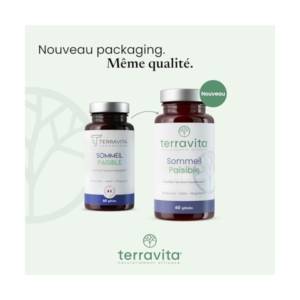 SOMMEIL PAISIBLE | Mélatonine 1,9mg + GABA + Magnésium Bisglycinate | Endormissement Rapide et Sommeil Réparateur | 60 Gélule