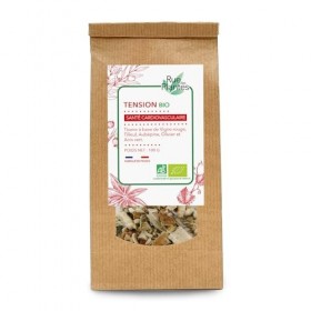 Tisane Tension Bio 100g - Mélange Relaxant de Vigne Rouge, Olivier, Aubépine, Tilleul et Anis Vert - Aide à Maintenir une Ten