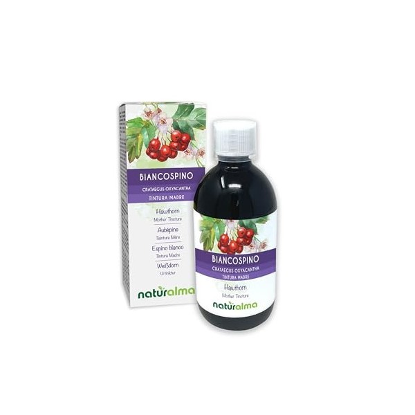 Aubépine Crataegus oxyacantha feuilles et fleurs Teinture Mère sans alcool Naturalma - Extrait liquide gouttes 60 ml - Comp A...