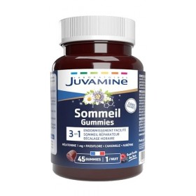 JUVAMINE - Gummies Sommeil- Endormissement facilité - Sommeil réparateur - Décalage horaire - Passiflore - Camomille - Aubépi