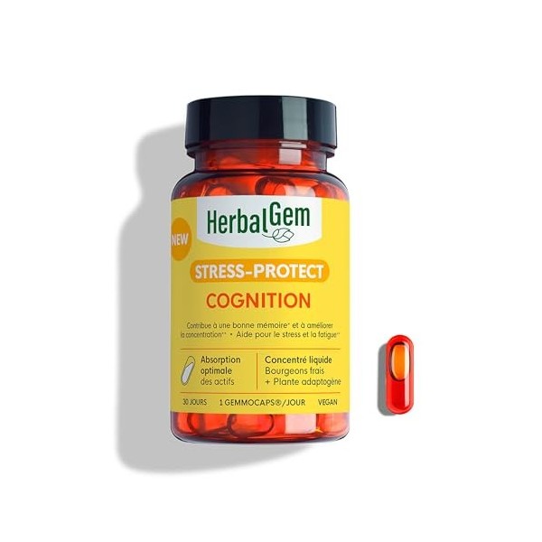 HERBALGEM - GEMMOCAPS® STRESS-PROTECT MORAL+ - Stress émotionnel - 30 Capsules Aubépine