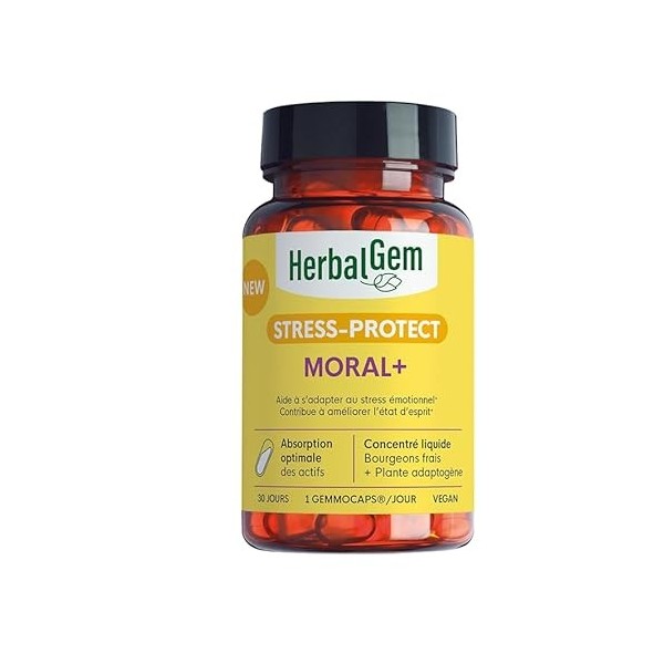 HERBALGEM - GEMMOCAPS® STRESS-PROTECT MORAL+ - Stress émotionnel - 30 Capsules Aubépine