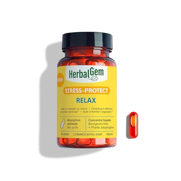 HERBALGEM - GEMMOCAPS® STRESS-PROTECT MORAL+ - Stress émotionnel - 30 Capsules Aubépine