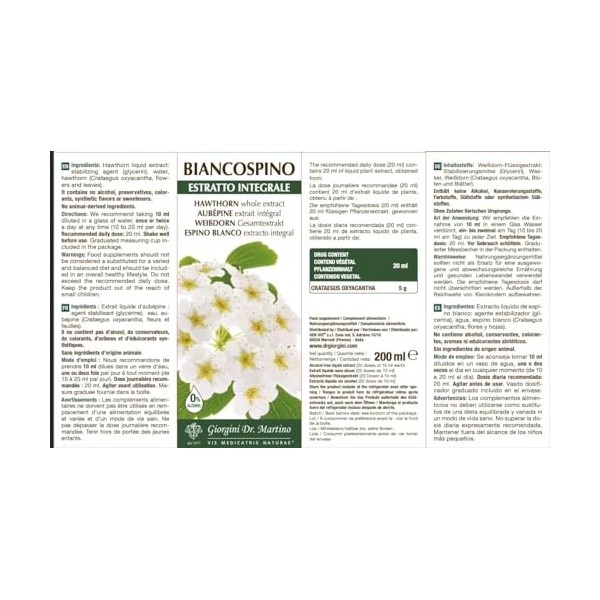 Dr. Giorgini Aubépine Extrait Intégral – 200 Ml