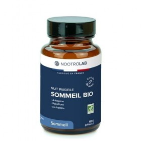 Nootrolab Sommeil Bio, Complément Alimentaire Naturel avec Aubépine, Passiflore et Escholtzia, 60 Gélules, Fabriqué en France
