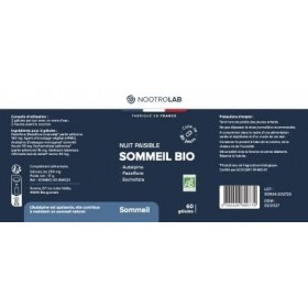 Nootrolab Sommeil Bio, Complément Alimentaire Naturel avec Aubépine, Passiflore et Escholtzia, 60 Gélules, Fabriqué en France