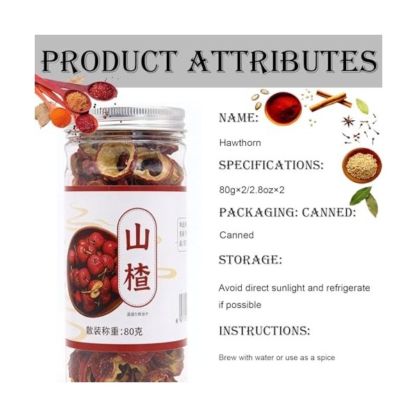 Tisane Aux Fruits Daubépine, Tranches de Baies Séchées Au Soleil, 160g, Tisane Naturelle pour la Digestion et la Santé Cardi