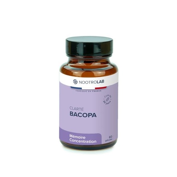 Bacopa Monnieri – Cure de 20 jours -1125 mg - Mémoire, Concentration & Clarté Mentale – Soutien Cognitif Naturel – 60 Gélules