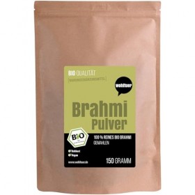 Wohltuer Brahmi Bio Brahmi Poudre 150 g – Bacopa Monnieri – Plante mémoire – 100 % brut & naturel pur sans additifs