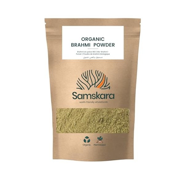 Brahmi en poudre | par la tribu Samskara | Brahmi Bacopa Monnieri | 100g | pour la clarté mentale et léquilibre émotionnel |