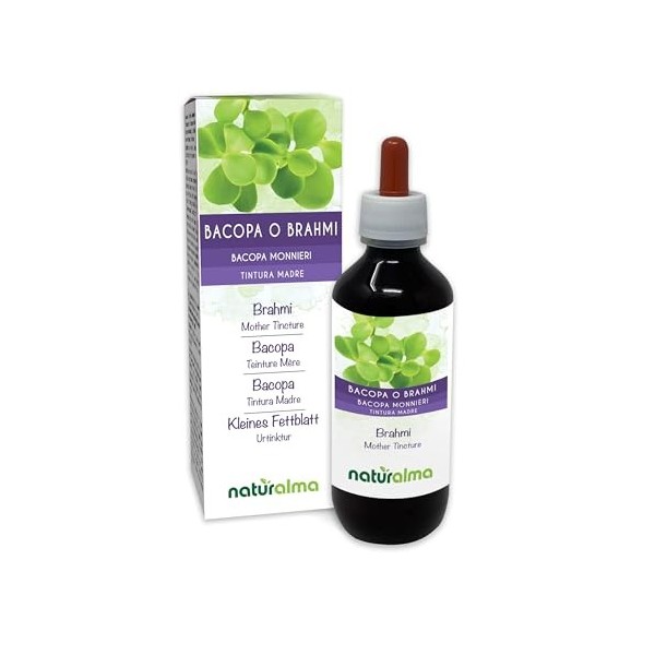 Bacopa ou Brahmi Bacopa monnieri herbe Teinture Mère sans alcool Naturalma - Extrait liquide gouttes 200 ml - Complément al B...