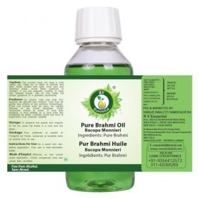 R V Essential Huile de Brahmi pur 100ml 3.38oz - Bacopa Monnieri 100% pur et Série dherb rares naturelles Pure Brahmi Oi Baco...