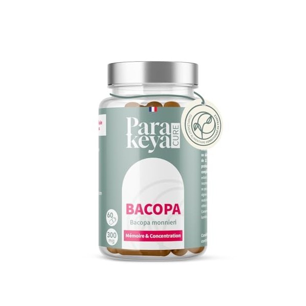 Parakeya - Bacopa 300 mg| Mémoire et Concentration|Complément alimentaire|60 gélules Bacopa monnieri