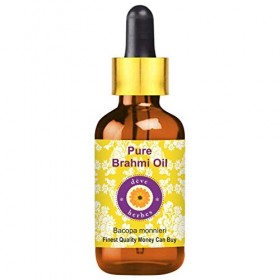 Deve Herbes Pure Huile de Brahmi monnieri avec verre Dropper 100 % qualité thérapeutique naturelle