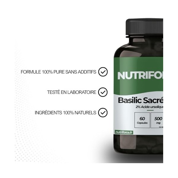 Basilic Sacré Tulsi 500 mg – Anti-Stress, Immunité & Digestion – 60 Gélules Végétales