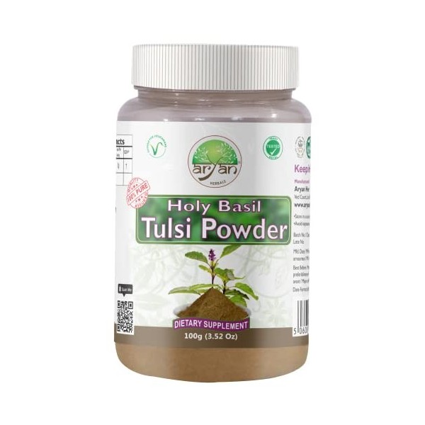 Aryan Herbals Tulsi Poudre de feuille de basilic sacré 100 g