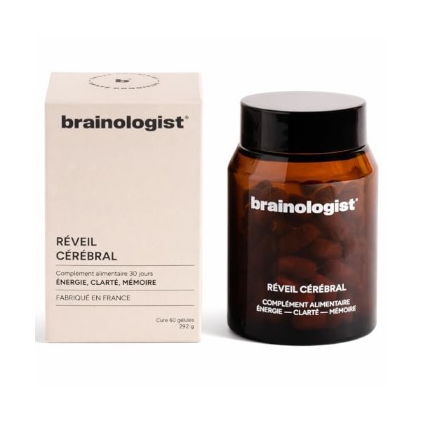 Brainologist – Réveil Cérébral 30J – Énergie Durable & Clarté Mentale – Tulsi Guarana Magnésium – Anti-Fatigue & Mémoire – Fo