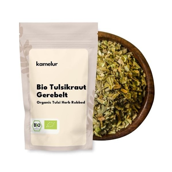 Kamelur Tulsi bio - Tulsi arôme issu de lagriculture biologique contrôlée - Polyvalent pour le thé, les herbes et la cuisine