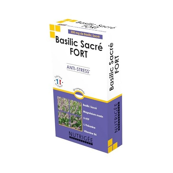NUTRIGÉE - Basilic Sacré Fort - Équilibre - Anti-Stress - Bien-Être - Régule LHumeur, Agit Contre Le Stress, Réduit La Fatig