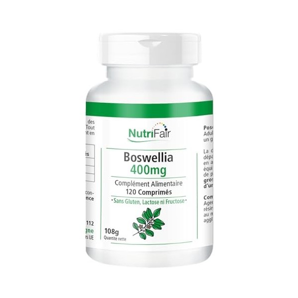 Boswellia 400mg - avec 800mg dextrait dencens par dose journalière - 120 comprimés - Hautement dosé - 100% végétalien - Pro B...