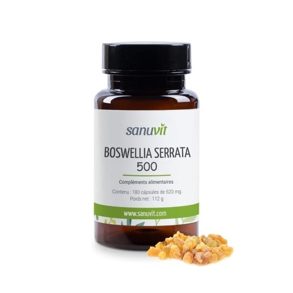 Sanuvit® - Boswellia Serrata 500mg | Hautement dosé avec 500mg de Boswellia serrata indien par capsule | Haute biodisponibili