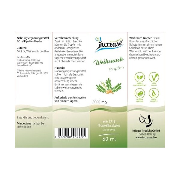 Gouttes dencens liposomales hautement dosées – 90 000 mg par paquet 3000 mg dencens par dose quotidienne dont 2550 mg da