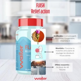 Wailer, Flash, Curcurouge ® breveté, Souplesse articulaire, Stress oxydatif, 30 Gélules, Curcuma et Boswellia, Gingembre, Mad