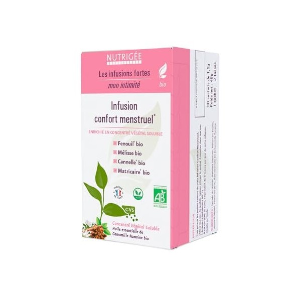 Infusion confort menstruel bio | soulage règles douloureuses et SPM | camomille, fenouil, mélisse, matricaire | apaisement na