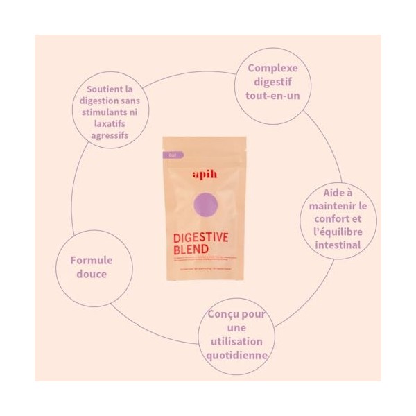 APIH Digestive Blend avec 16 extraits de plantes, enzymes digestives, complément alimentaire au curcuma, à la camomille et au