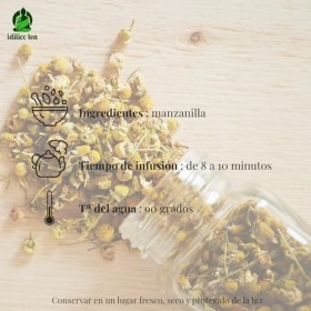 IDILICC TEA Infusion de Camomille 100% Ecologique 45 Gr. Feuilles et Fleurs de Camomille Naturelles en Vrac. Relaxant et Dige...