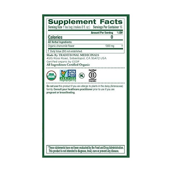 Traditional Medicinals - Organic Chamomile, 16 bag