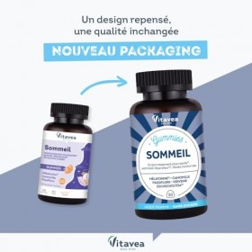 Vitavea - Gummies Sommeil Adulte sans sucres - Mélatonine Camomille Passiflore - Endormissement rapide, Sommeil réparateur, R...