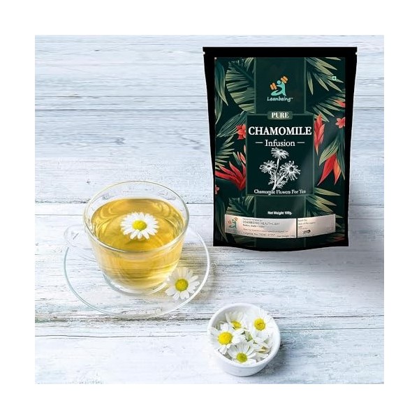 Green Velly Organic Chamomile Tea 100 Gm - Whole Flowers - Detox Tea - Aid Sleep
