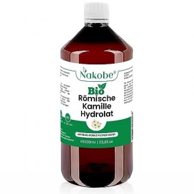 Nakobe Hydrolat de camomille romaine bio – 1000 ml – Eau florale Arthemis Nobilis bio – 100 % naturel – Soin apaisant de la p...
